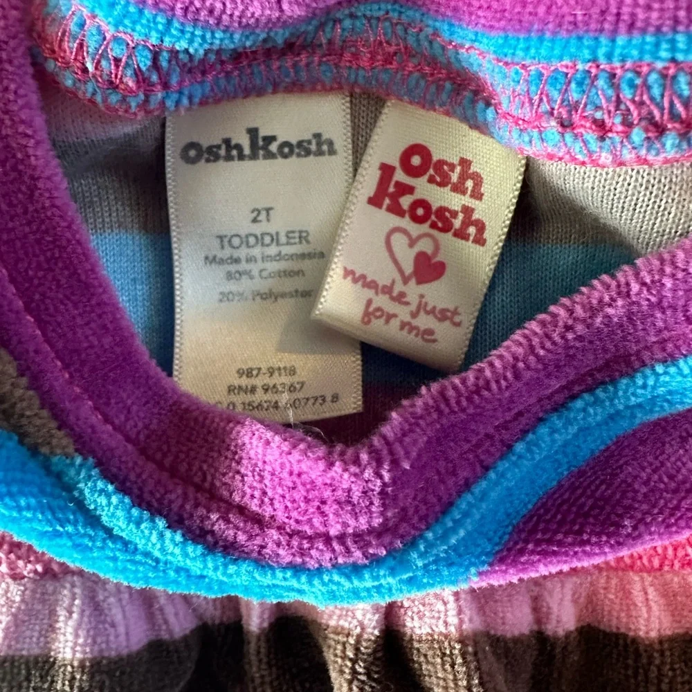 OshKosh Vintage velour rainbow striped long sleeve dress toddler girls 2T